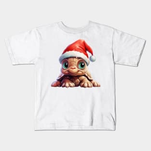 Christmas Peeking Baby Turtle Kids T-Shirt